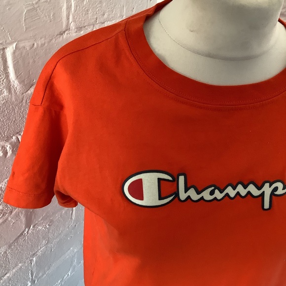Champion Spellout T Shirt - Size S - Orange - Cotton - P2P 19โ - Picture 2 of 7